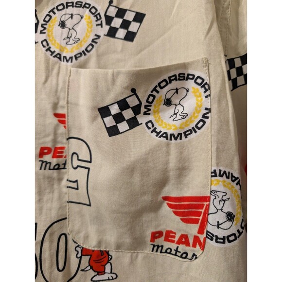 Peanuts Snoopy Motorsport Champion Shirt L 50th Anniversary Racing Button Up - Picture 11 of 13